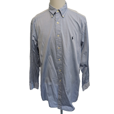 Chemise Ralph Lauren Classic Fit L XL Bleu Clair Coton Made in Hong Kong