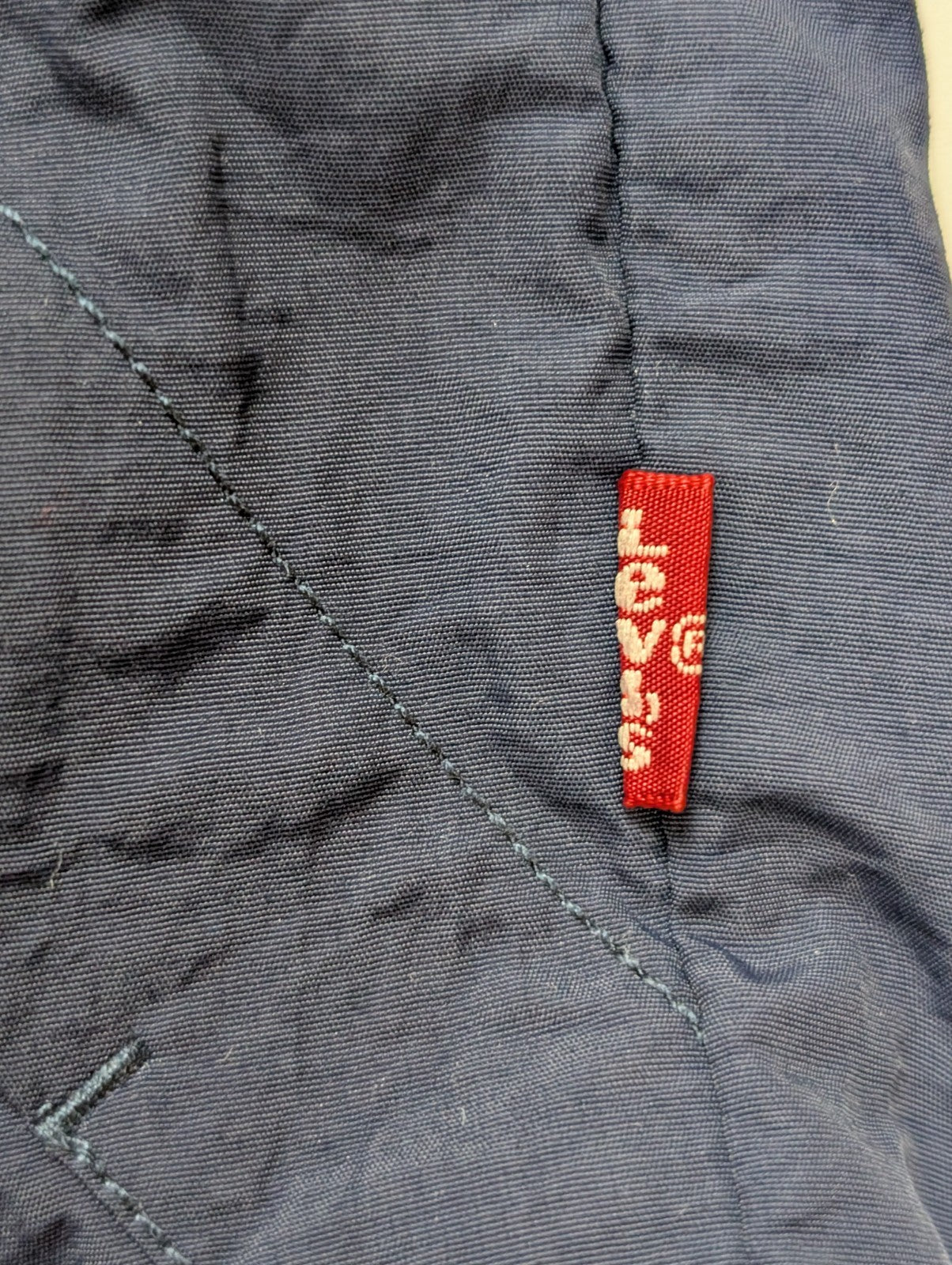Blouson Levis Homme L Coupe-Vent Nylon Capuche Jaune Bleu Marine Veste Fine Neuf