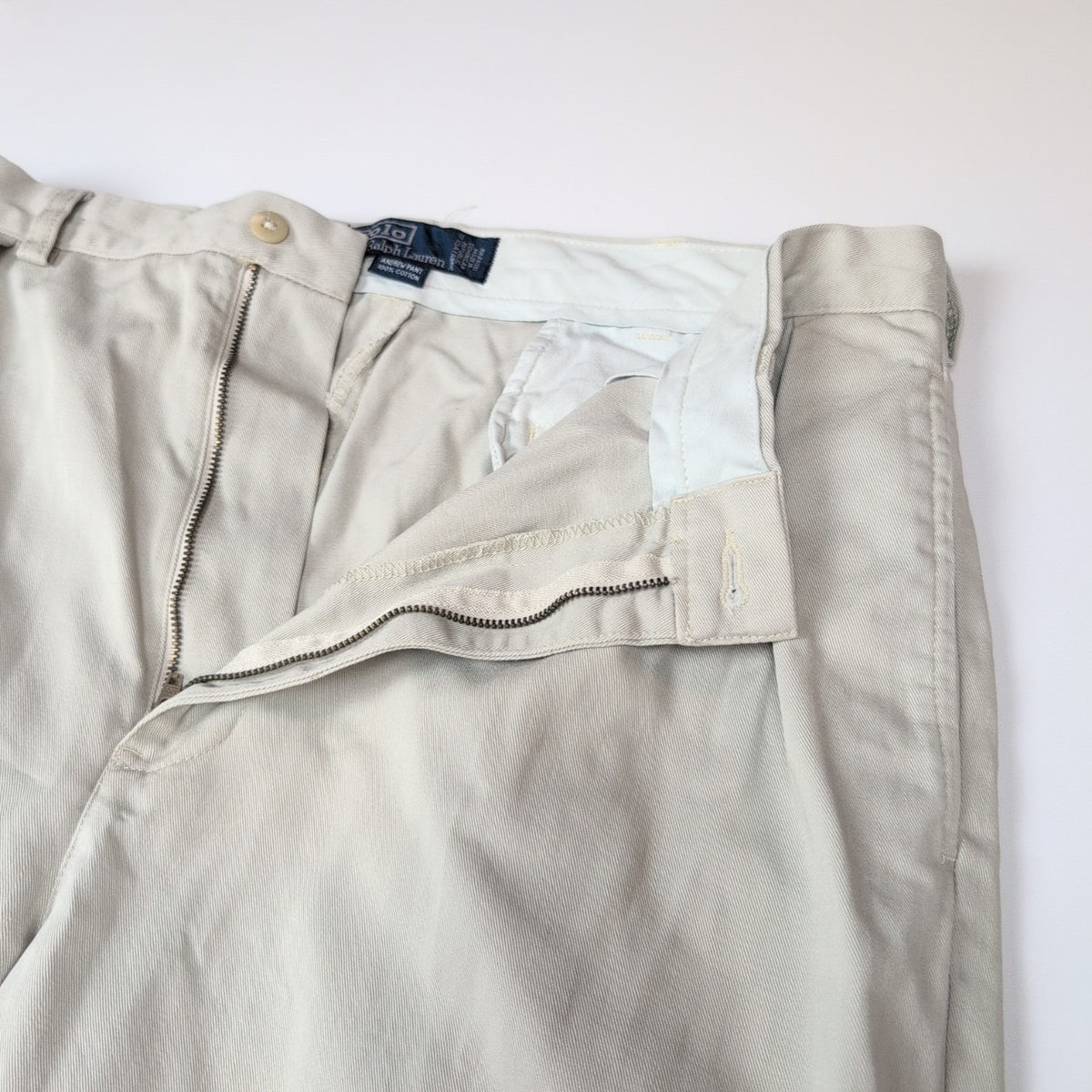 Pantalon Chino Polo Ralph Lauren Andrew W36 L29 Crème À Pinces Coton USA