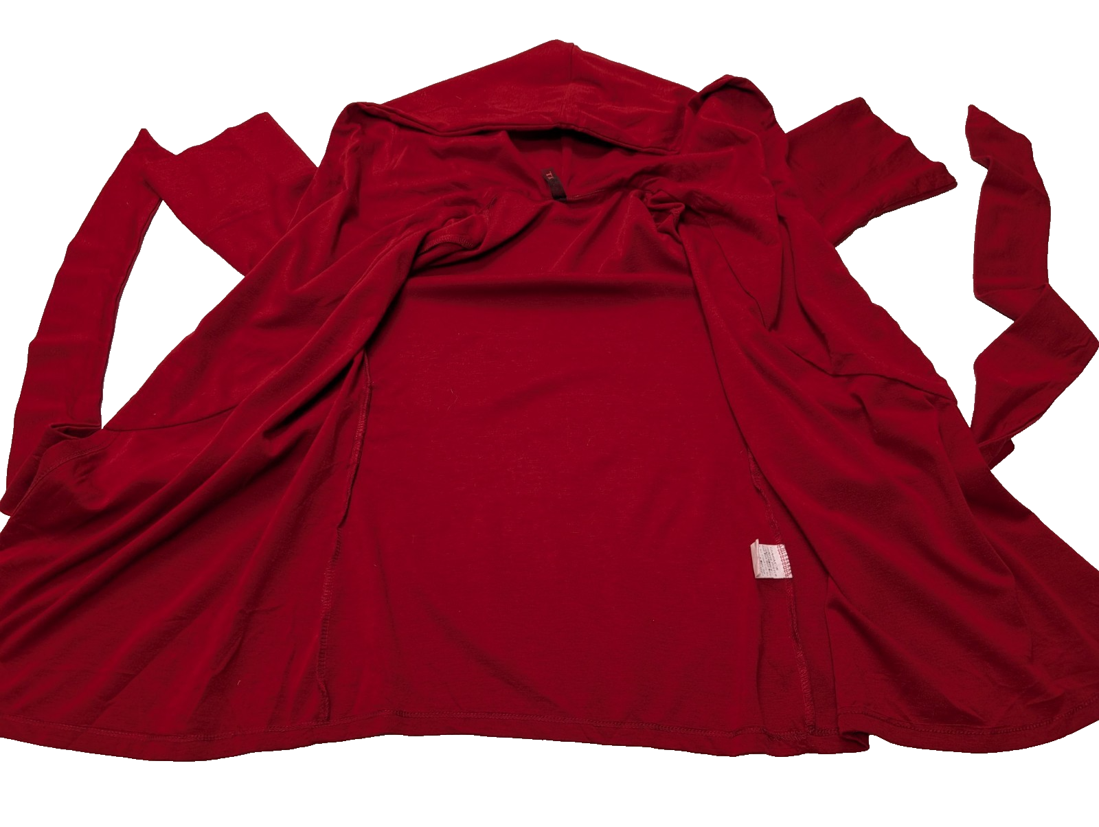 Gilet Rouge à Capuche XT Ceinture Style Cape - Matière Fluide - Taille S