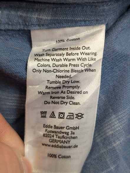 Chemise EDDIE BAUER T.TXL Velours Côtelé Carreaux Bleu Classic Fit Vtg