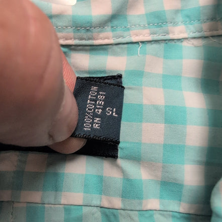 Chemise Ralph Lauren L Turquoise Carreaux Manches Courtes Coton Sans Logo