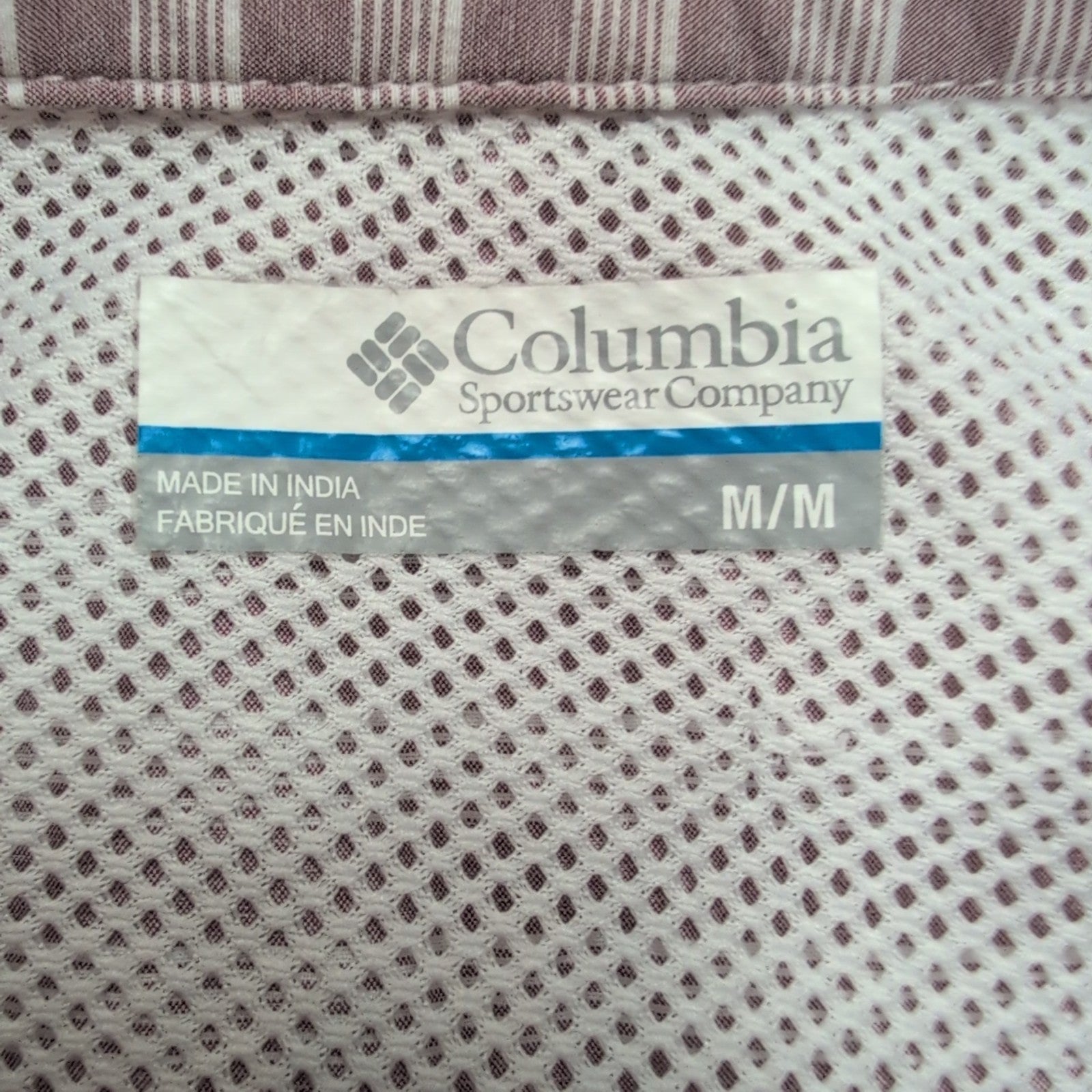 Chemise Columbia Omni Shade M bordeaux rayures manches courtes UV