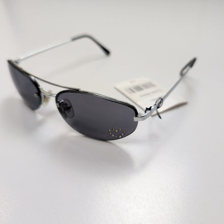 Lunettes de soleil Y2K Ovales Métal Chromé Branches Fines Strass Cœur