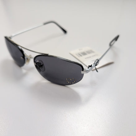 Lunettes de soleil Y2K Ovales Métal Chromé Branches Fines Strass Cœur