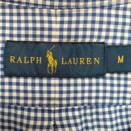 Chemise Ralph Lauren Homme M Bleu Petits Carreaux Logo Rouge Vintage