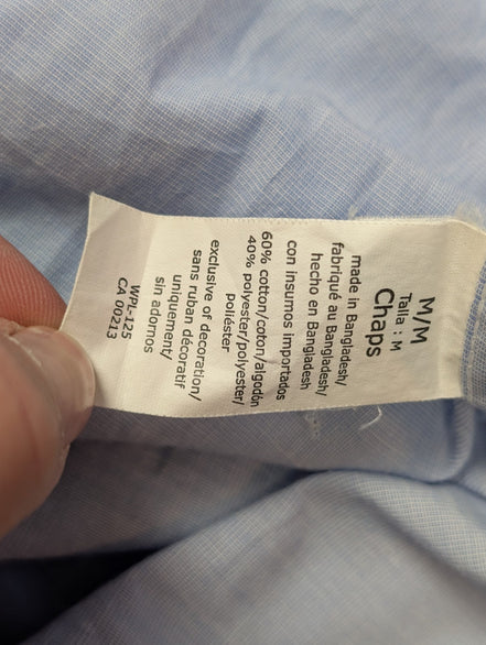 Chemise Chaps manches longues bleu uni taille M #238msch