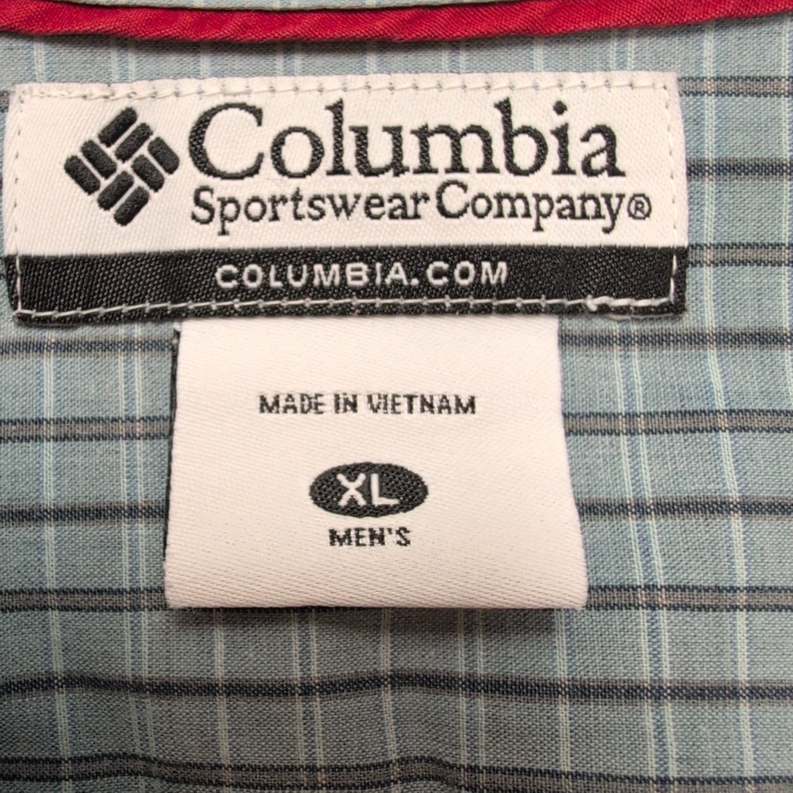 Chemise Columbia Vert Pâle Petits Carreaux Taille XL 100% Coton Manches courtes