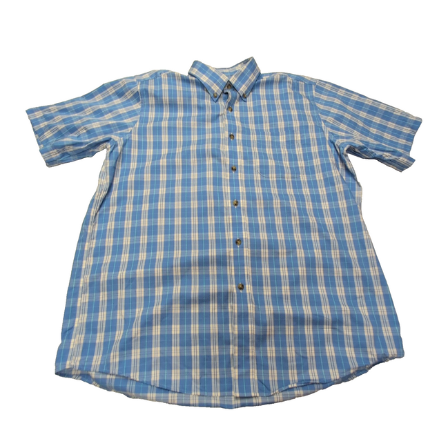 Chemise L.L. Bean bleue à carreaux manches courtes taille L #108e