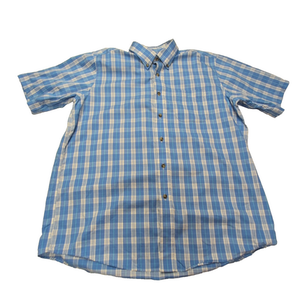 Chemise L.L. Bean bleue à carreaux manches courtes taille L #108e