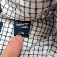 Chemise Chaps bleu blanc petits carreaux 100% coton logo brodé L