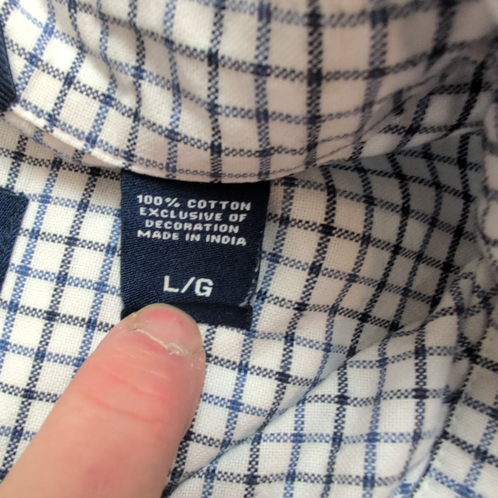 Chemise Chaps bleu blanc petits carreaux 100% coton logo brodé L