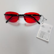 Lunettes de soleil Y2K Sans Monture Verres Ovales Teintés Rouge Branches Fines