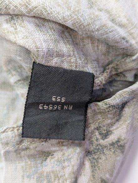 Chemise hawaïenne lin et coton Van Heusen palmiers manches courtes XL #716h