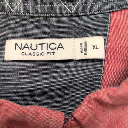 Chemise Nautica XL Rouge Chiné Classic Fit Logo Dos Nautica 83 manches longues
