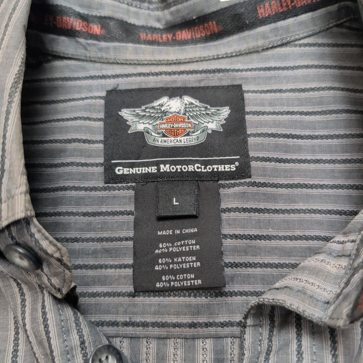 Chemise Harley Davidson XL Gris Rayures Manches courtes HD N°1 2 Poches