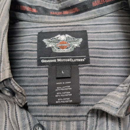 Chemise Harley Davidson XL Gris Rayures Manches courtes HD N°1 2 Poches