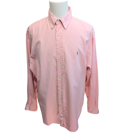 Chemise Ralph Lauren XL XXL Rose Pâle Classic Fit Coton Logo Marron