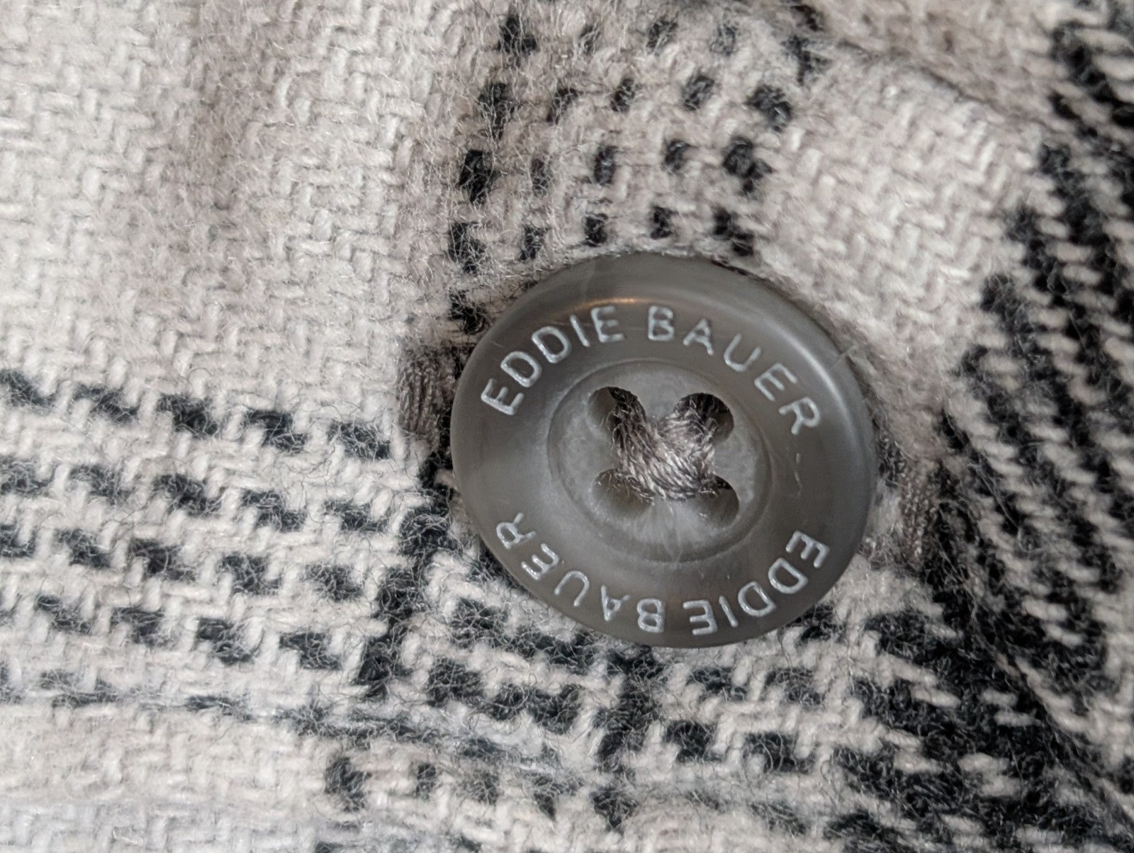 🌲 EDDIE BAUER L Flanelle Coton Stretch Carreaux Gris |297S