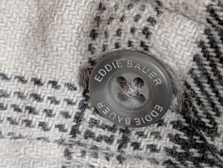 🌲 EDDIE BAUER L Flanelle Coton Stretch Carreaux Gris |297S