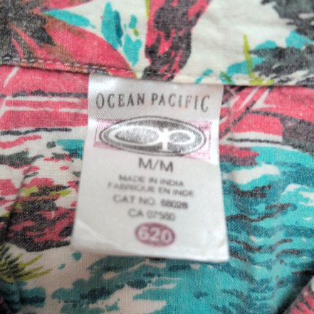 Chemise Hawaïenne Ocean Pacific M Coton Palmiers Tropical manches courtes