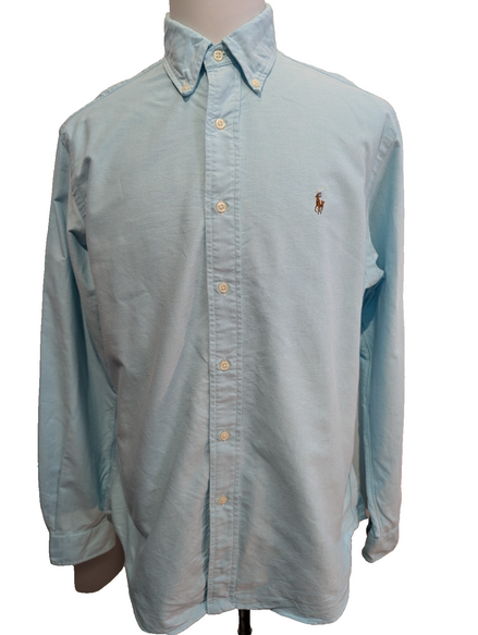 Chemise Ralph Lauren Manches Longues Custom Fit Turquoise Taille L