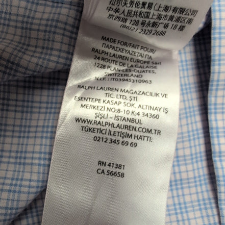 Chemise Lauren Ralph Lauren Bleue À Carreaux Classic Fit Manches Longues T.XL