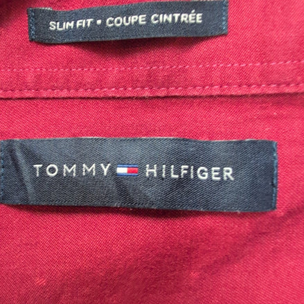 Chemise Tommy Hilfiger Rouge à Motifs Manches Longues Slim Fit - Taille L