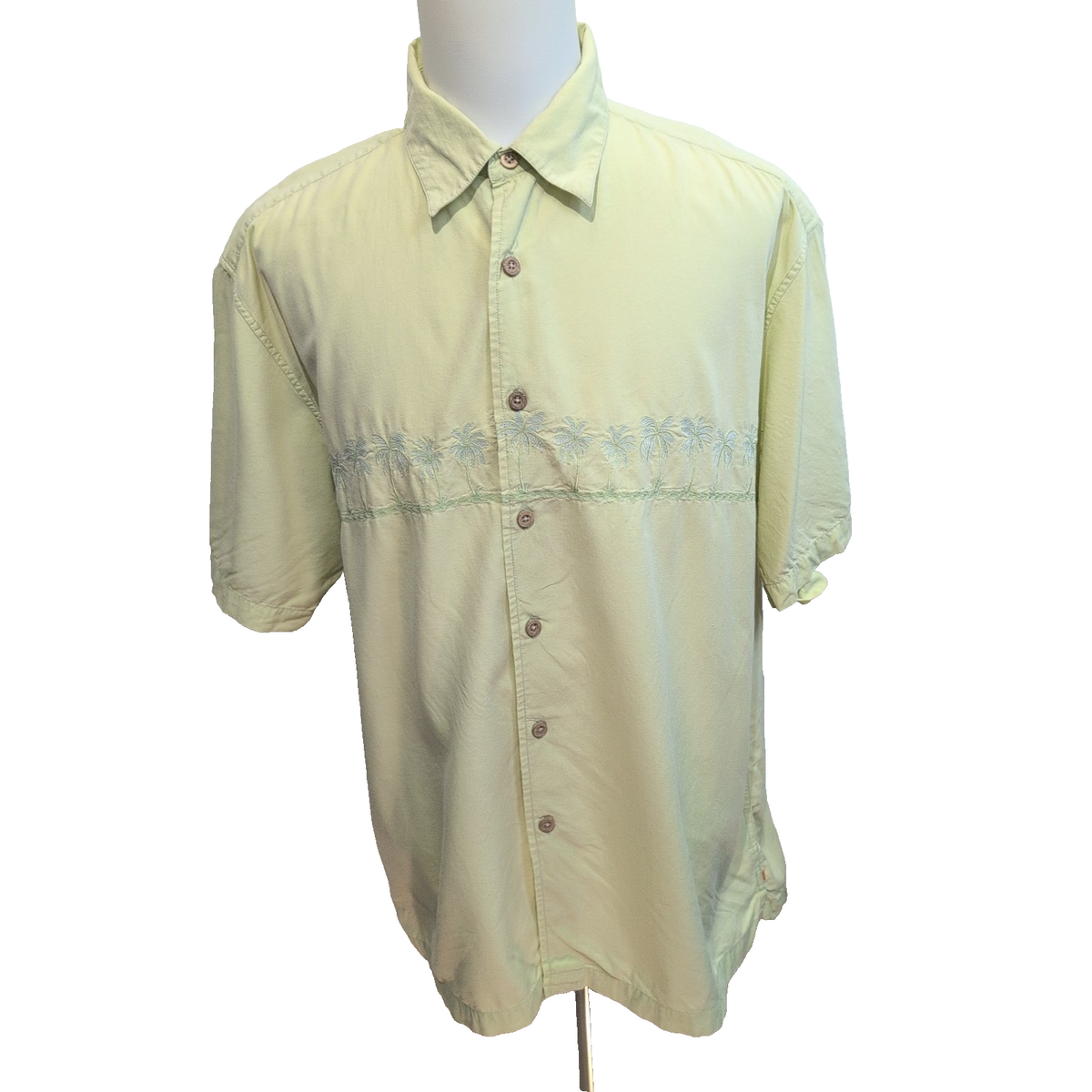 Chemise Hawaïenne Quiksilver XL TG Polynésic Comfort Fit Palmiers Boutons Bois