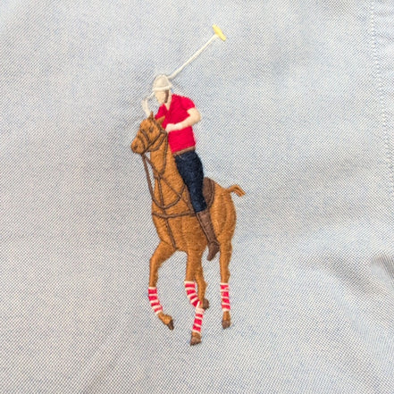 Chemise Ralph Lauren XL 18-20 Ans Bleu Big Pony Manches Courtes