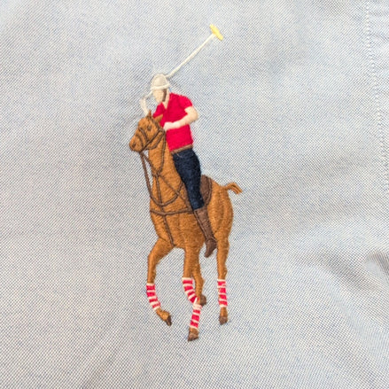 Chemise Ralph Lauren XL 18-20 Ans Bleu Big Pony Manches Courtes