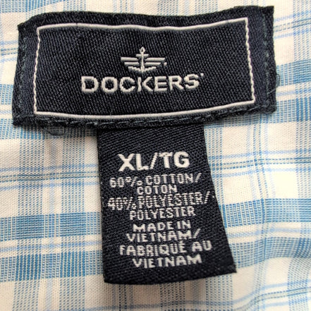 Chemise Dockers modèle bleu carreaux poche logo manches courtes XL/XXL