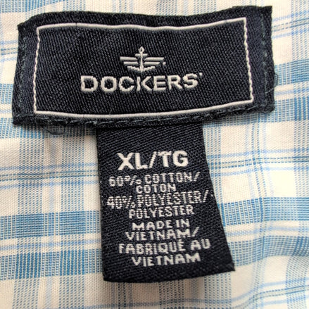 Chemise Dockers modèle bleu carreaux poche logo manches courtes XL/XXL