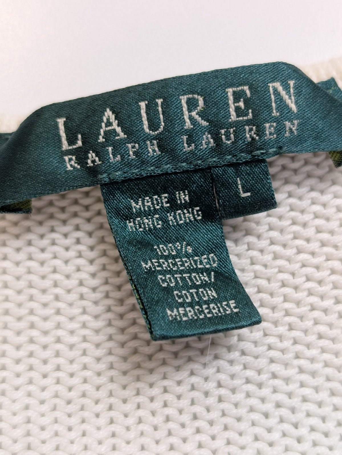 Pull LAUREN Ralph Lauren femme L coton blanc rose rayures col rond