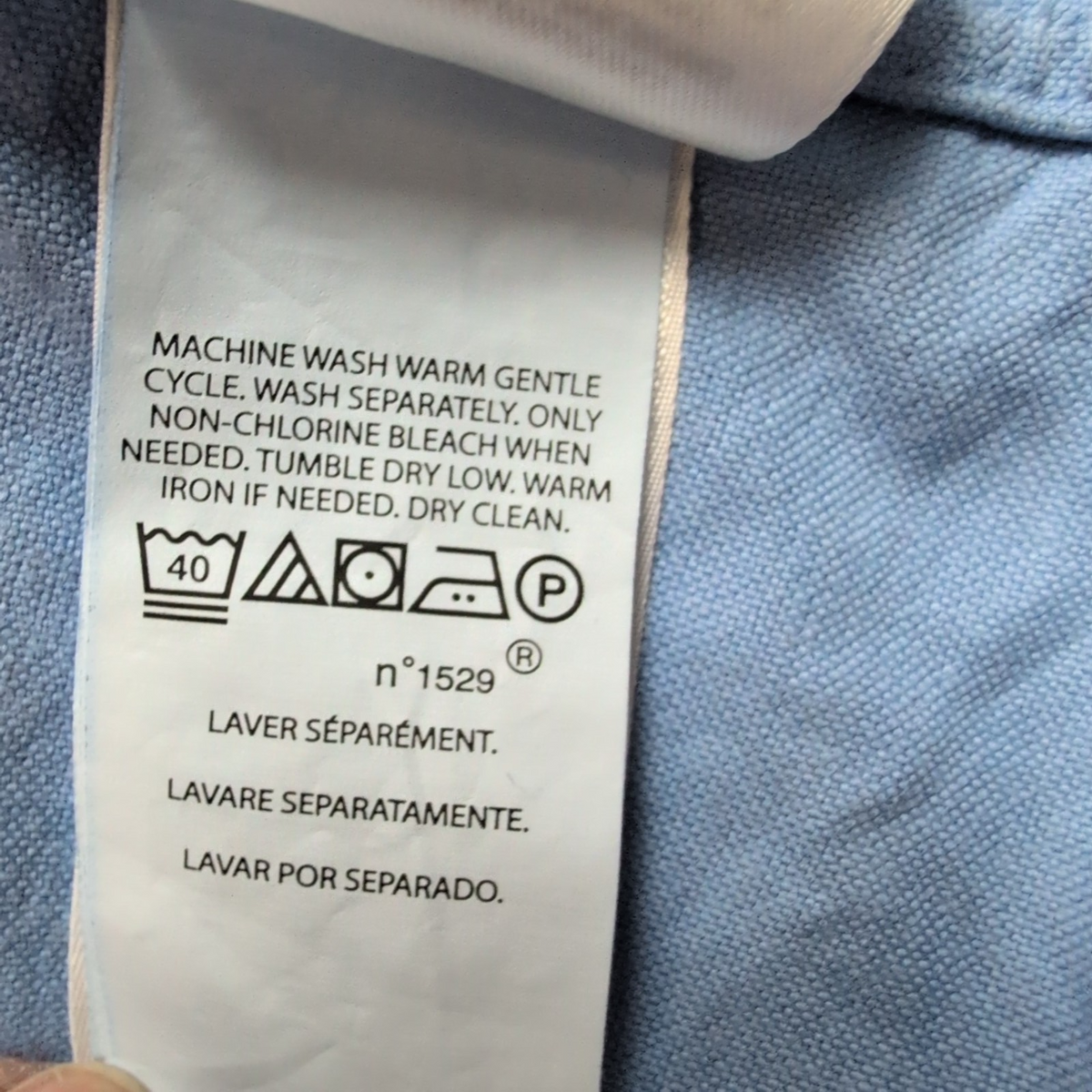 Chemise Ralph Lauren XLT Bleu Ciel Logo Jaune Manches Courtes QR Code