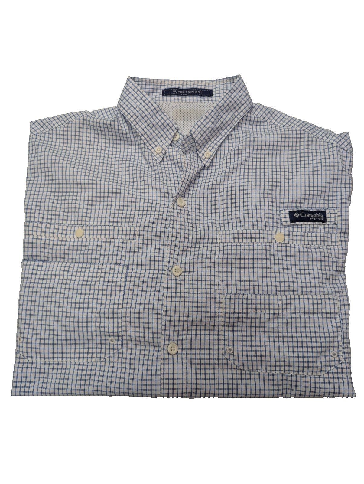 Chemise Columbia PFG bleu et blanche à carreaux taille L #286msch