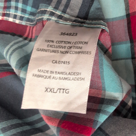 Chemise Nautica XXL Rouge Vert Carreaux 100% Coton Logo Manches Courtes