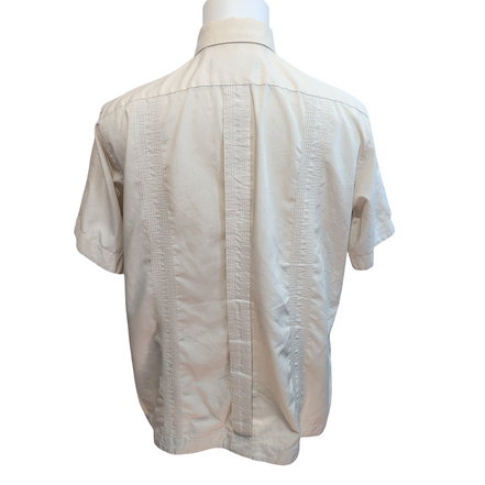 Chemise Vintage Qiana Esquires Choice Nylon 70s Beige Crème Col Pointes S