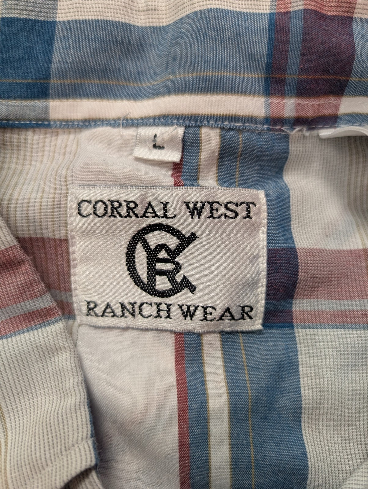 Chemise Corral West Ranch Wear cow-boy western à carreaux taille L