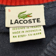 Pull Lacoste Taille 5 (L) bleu marine col V 100% coton crocodile brodé