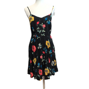Robe d'été Aeropostale Femme M Noire Fleurie Bretelles Réglables Viscose