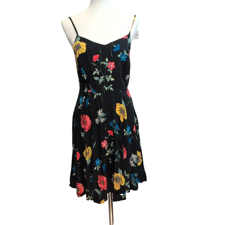 Robe d'été Aeropostale Femme M Noire Fleurie Bretelles Réglables Viscose