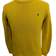 Pull Polo Ralph Lauren Jaune Vintage Made in HK - Maille Dense Taille L (Fit S)