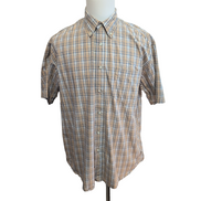 Chemise Wrangler Manche Courte Marron Clair Crème Bleu Carreaux Taille M