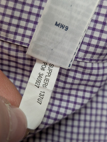Chemise Polo Ralph Lauren Shirt L XL Classic Fit Vichy Violet Logo Vert Button D