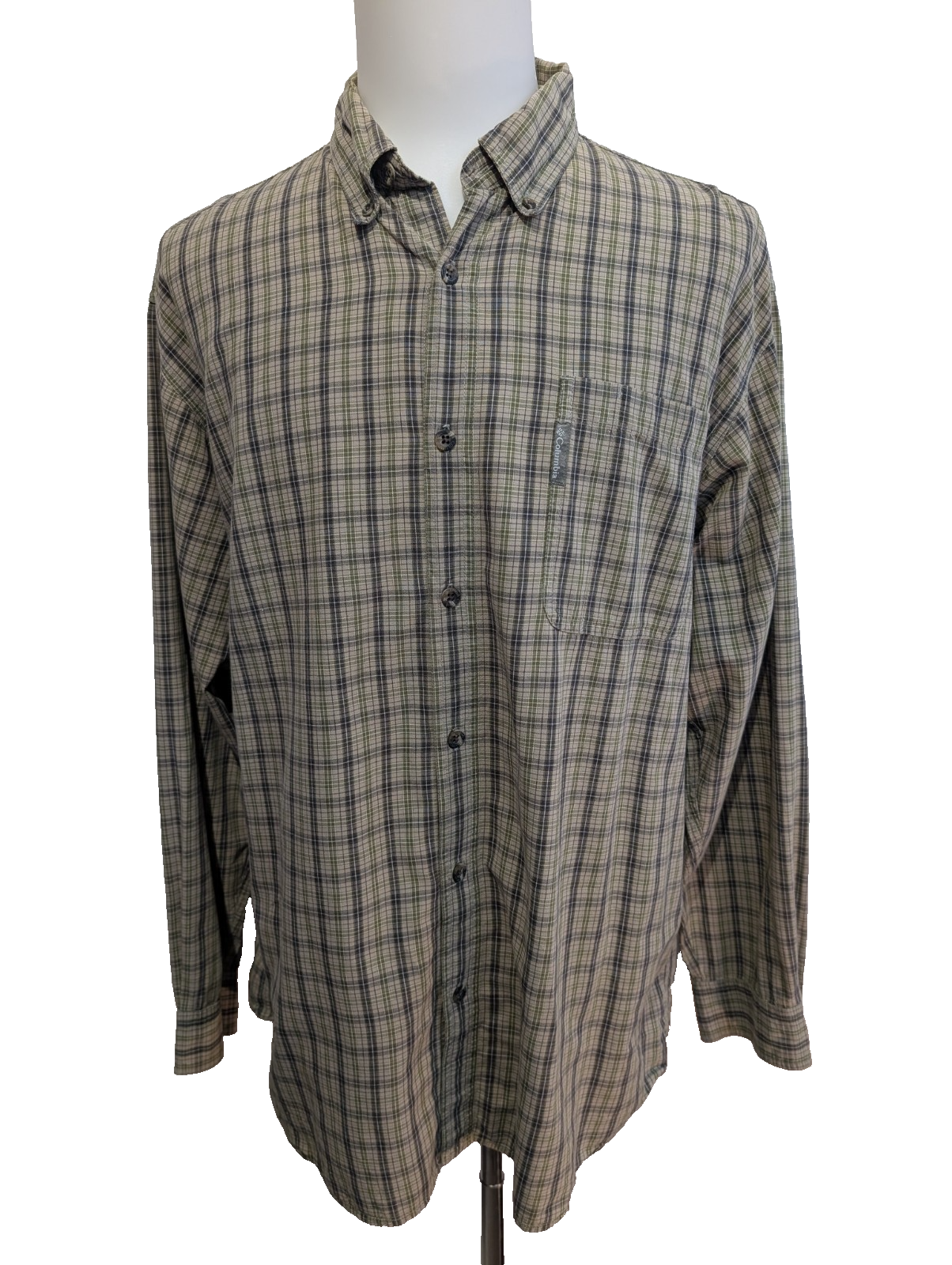 CHEMISE COLUMBIA Sportswear Carreaux Vert Kaki XL TG Homme 100% Coton