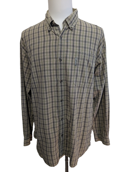 CHEMISE COLUMBIA Sportswear Carreaux Vert Kaki XL TG Homme 100% Coton