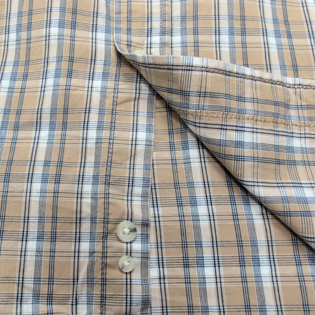 Chemise Wrangler Manche Courte Marron Clair Crème Bleu Carreaux Taille M