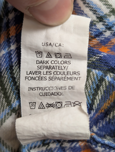 🔥 CHEMISE FLANELLE CHAPS XL (TG) CARREAUX KAKI BLEU ORANGE LOGO BRODÉ
