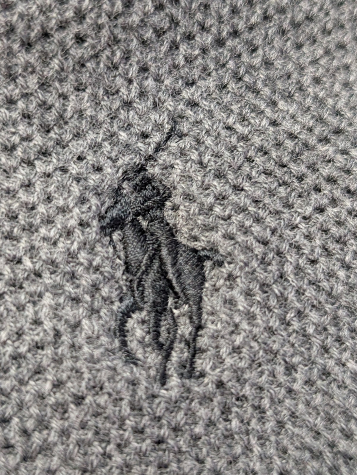 Pull Polo Ralph Lauren gris anthracite coton Pima col rond taille M logo noir